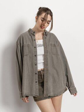 GREY JEAN Shirt Oversize Oxford Vintage Long Sleeves Baggy / Extra Large